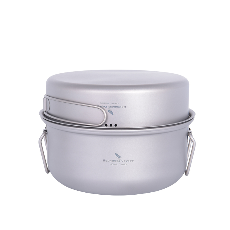 Camping Cooking Pots And Pans - Boundless Voyage Tytanowy Zestaw Naczyń Kempingowych