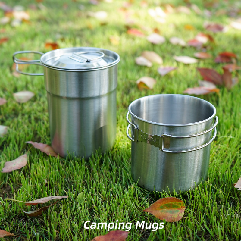 Camping Cooking Set With Kettle - 2 szt./zestaw Czajnik Kempingowy Stal Nierdzewna