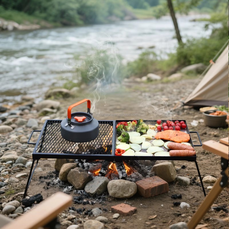 Camping Cooking Over Fire - Przenośny składany ruszt do gotowania na