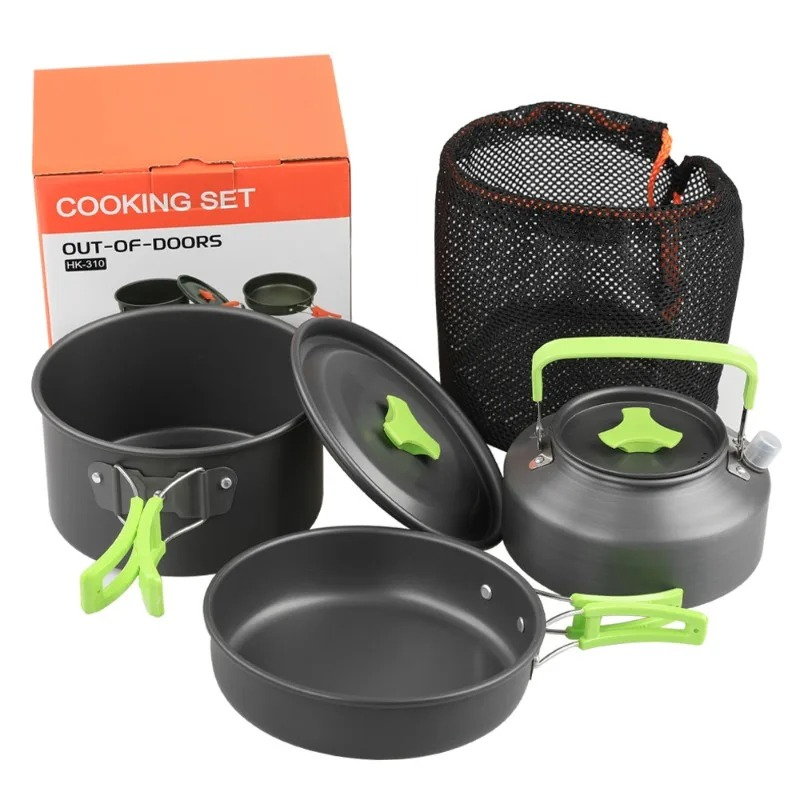 Camping Cooking Set With Kettle - Zestaw do gotowania na kempingu, Zestaw