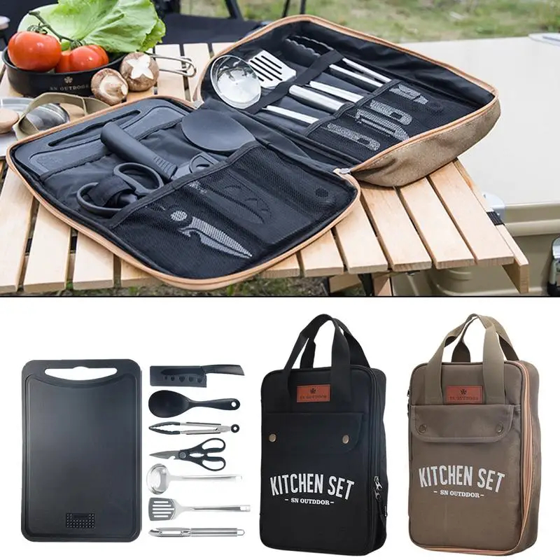 Camping Cooking Roll - 8-częściowy zestaw naczyń kuchennych na kemping,