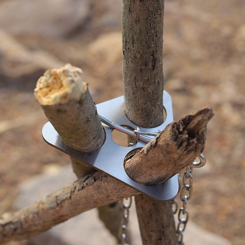 Camping Cooking Roll - Stalowy trójnóg kempingowy ze stali nierdzewnej,