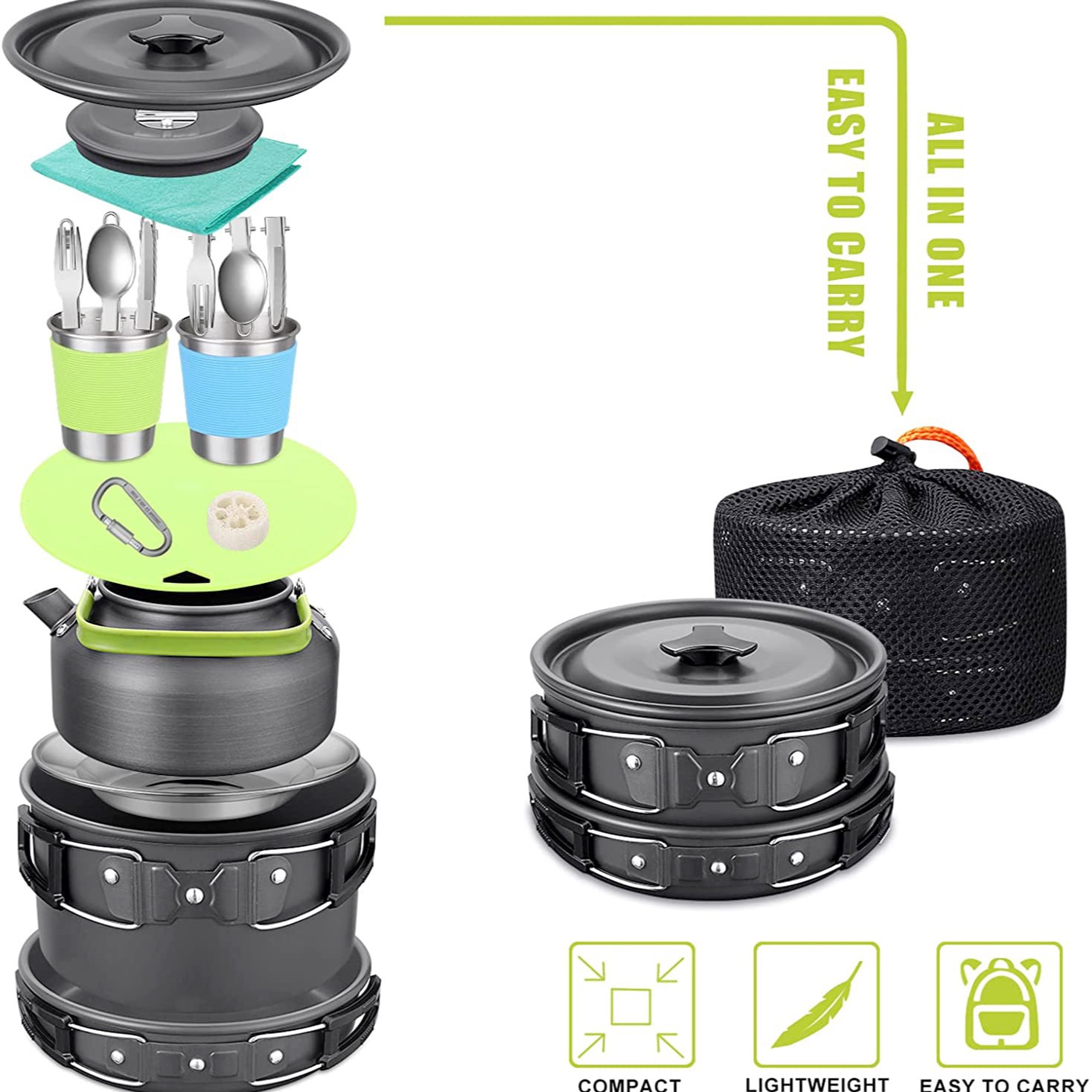 Zestaw do gotowania na kemping – Camping Cooking Set With Kettle recenzja i cena