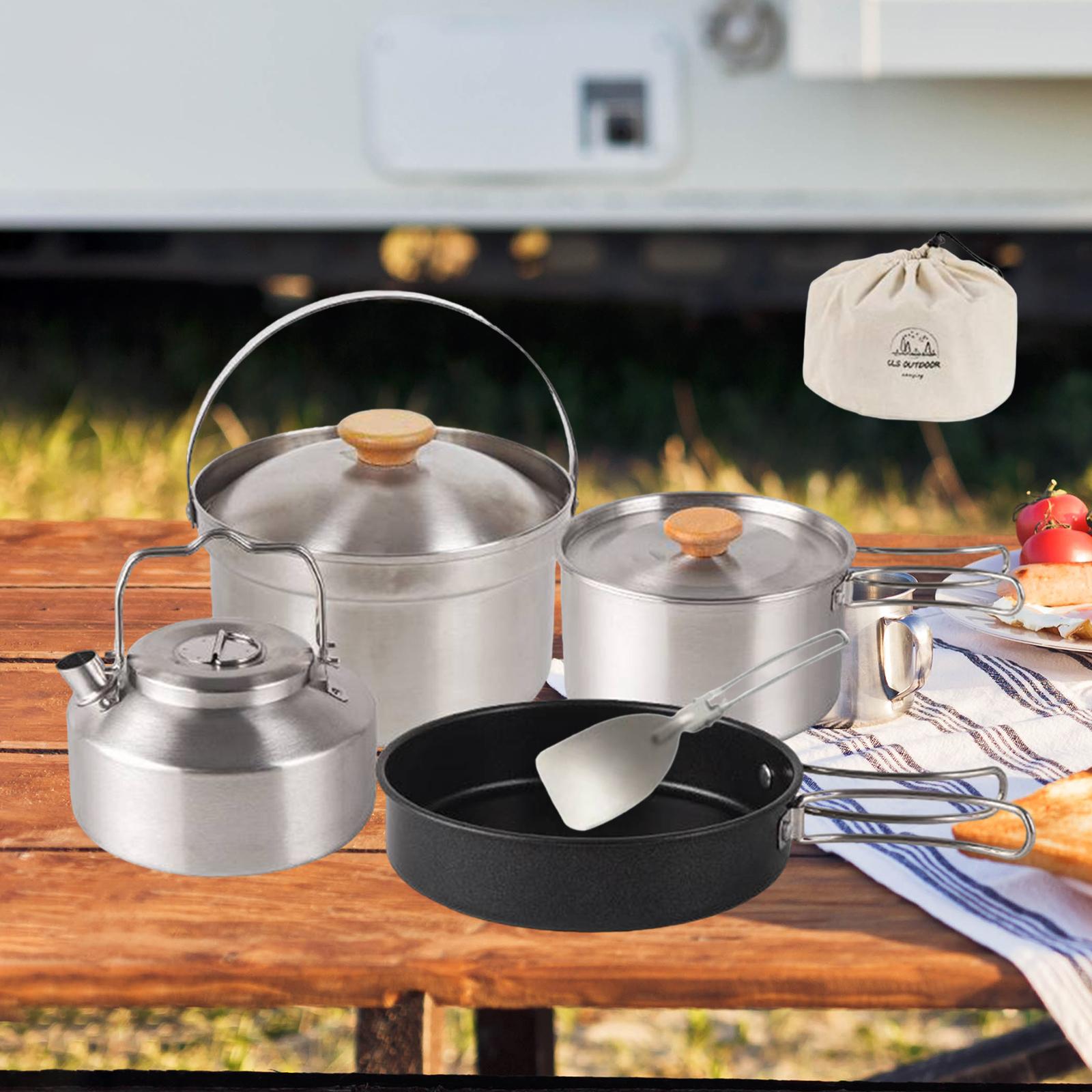 Naczynia kempingowe, sprzęt ku – Camping Cooking Set With Kettle recenzja i cena