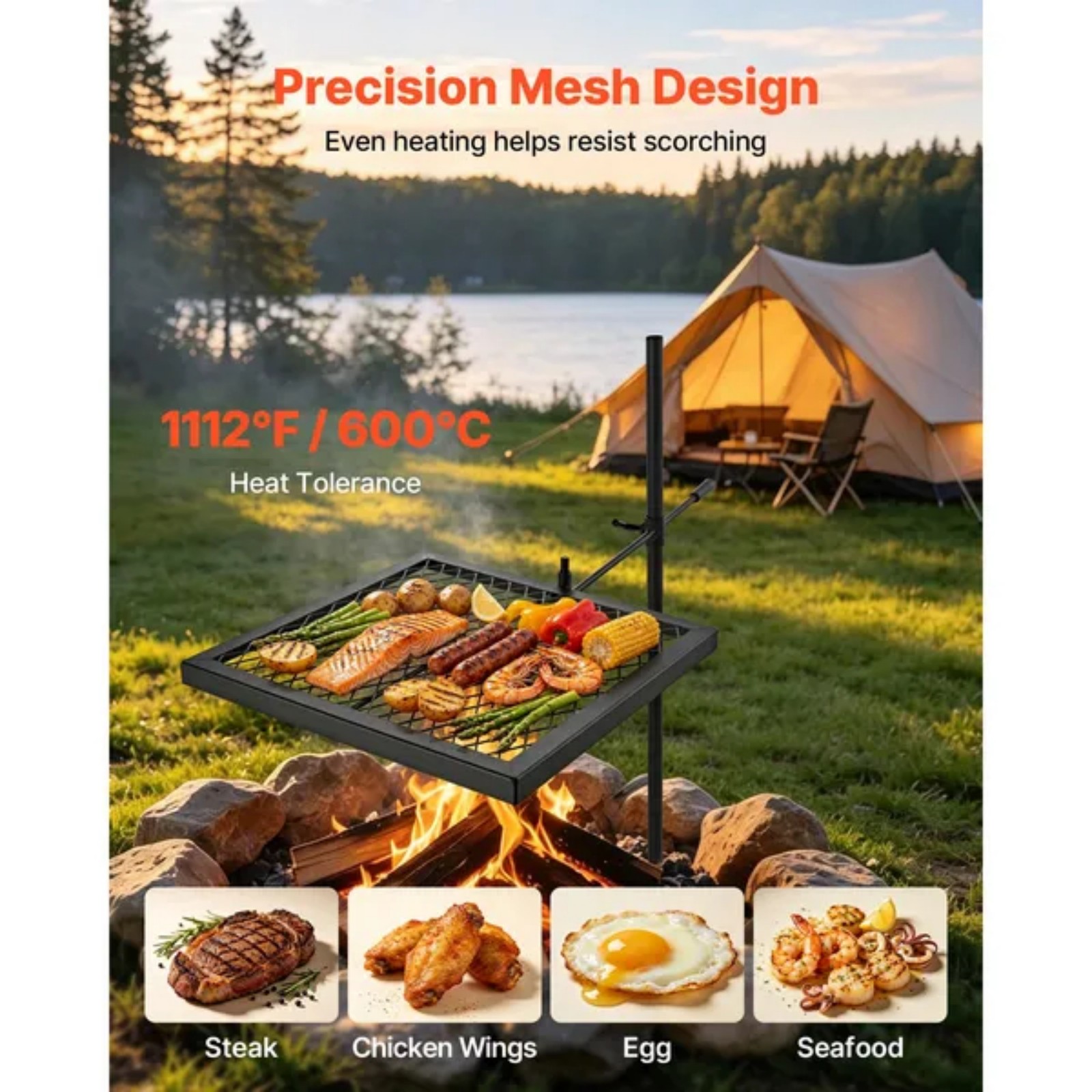 Wytrzymały obrotowy grill do o – Camping Cooking Over Fire recenzja i cena