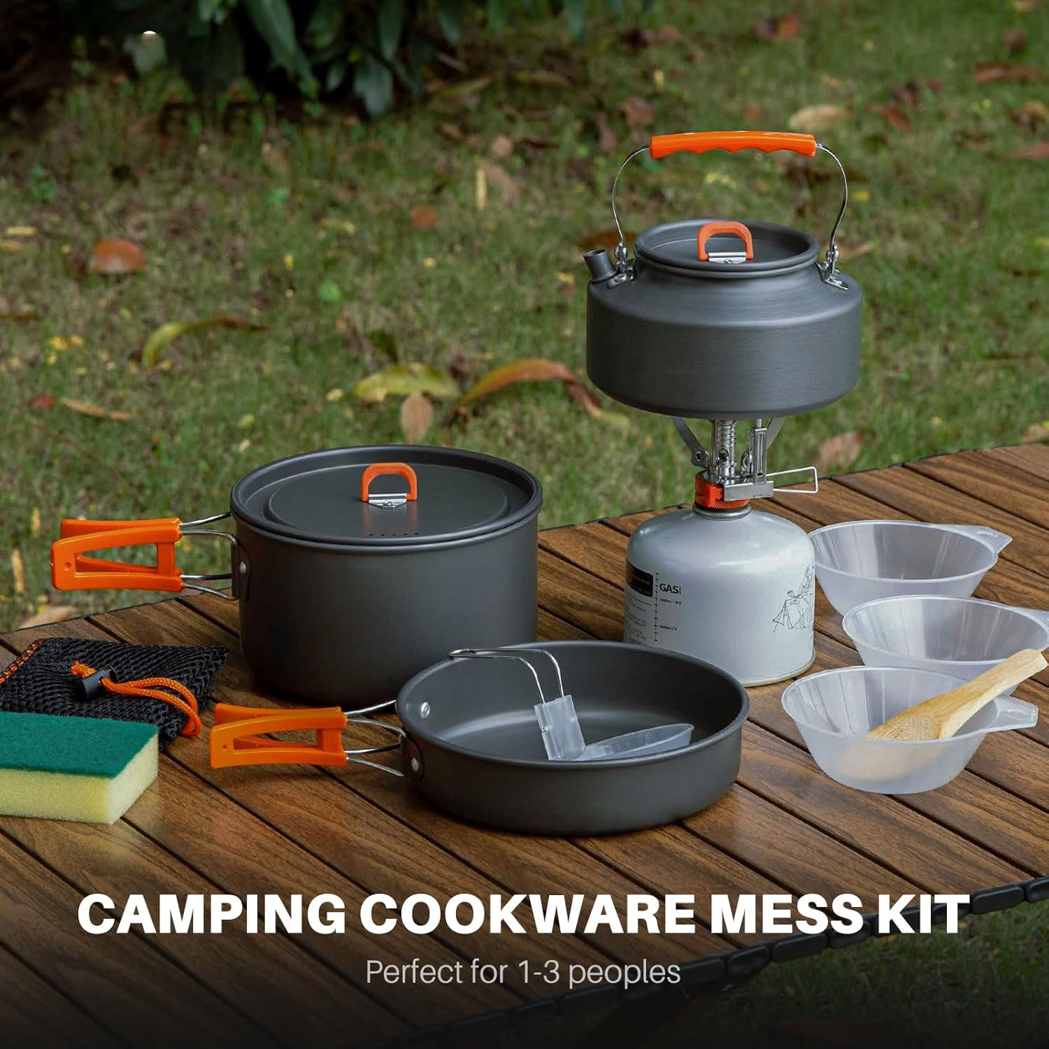 Zestaw naczyń kempingowych: ga – Camping Cooking Set With Kettle recenzja i cena
