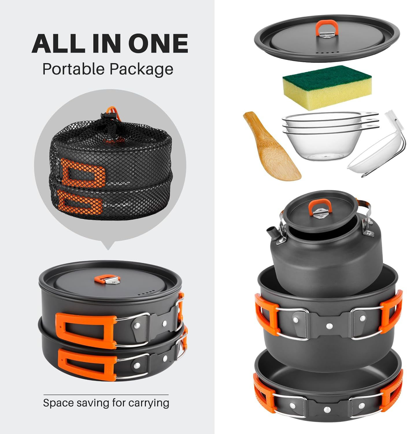 Zestaw naczyń kempingowych: ga – Camping Cooking Set With Kettle recenzja i cena