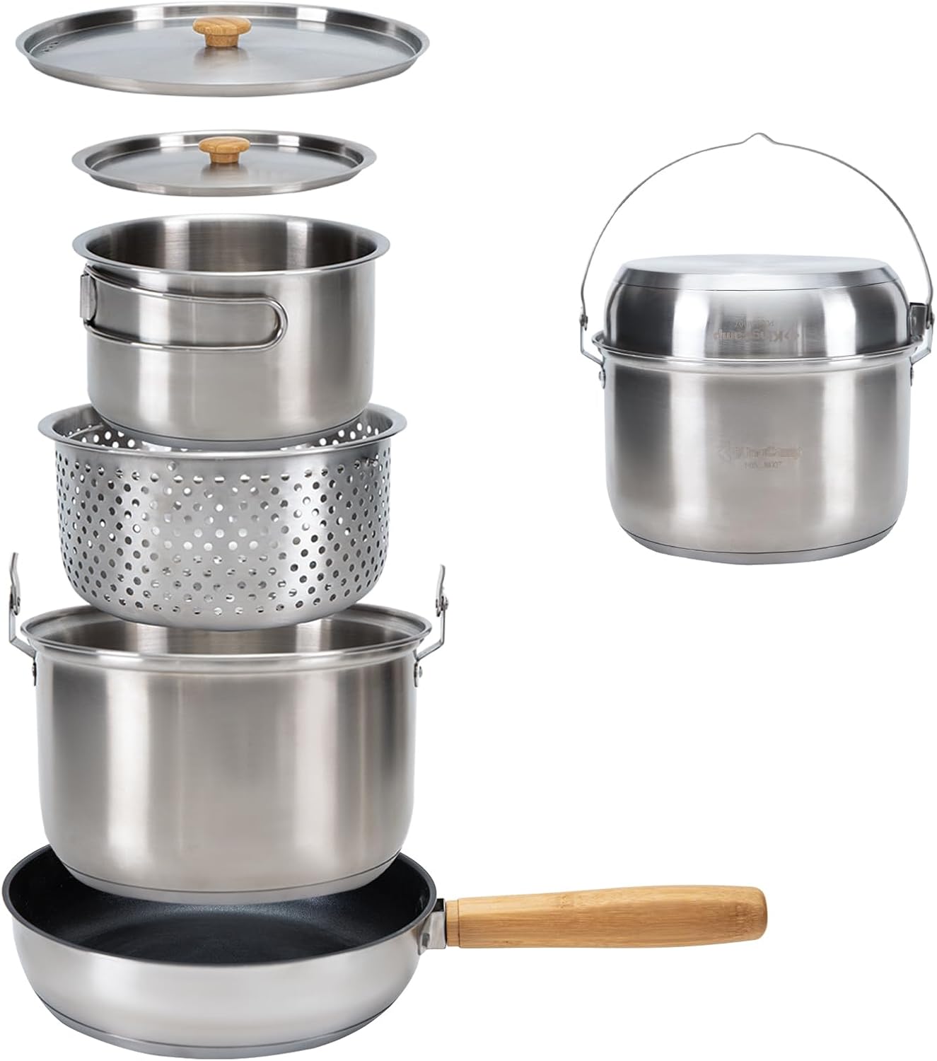 Zestaw naczyń kempingowych ze  – Camping Cooking Set With Kettle recenzja i cena