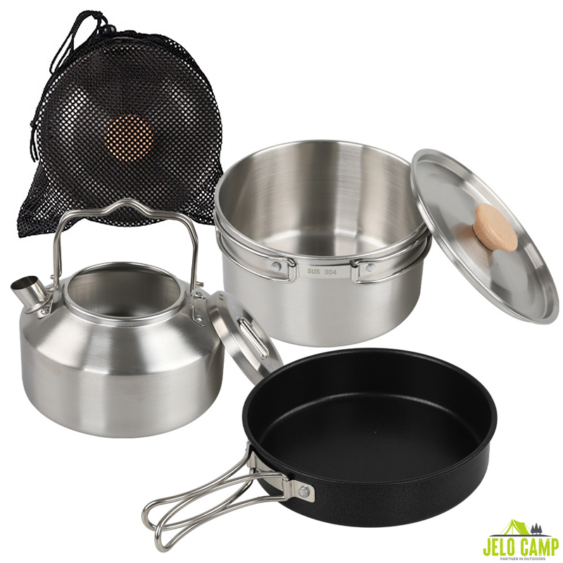 Wysokiej jakości zestaw naczyń – Camping Cooking Set With Kettle recenzja i cena
